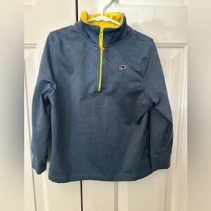 Youth Vineyard Vines Performance 1/4 Zip Navy & Yellow Pullover - Size 4T